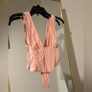 Zara light pink corset halter crop top